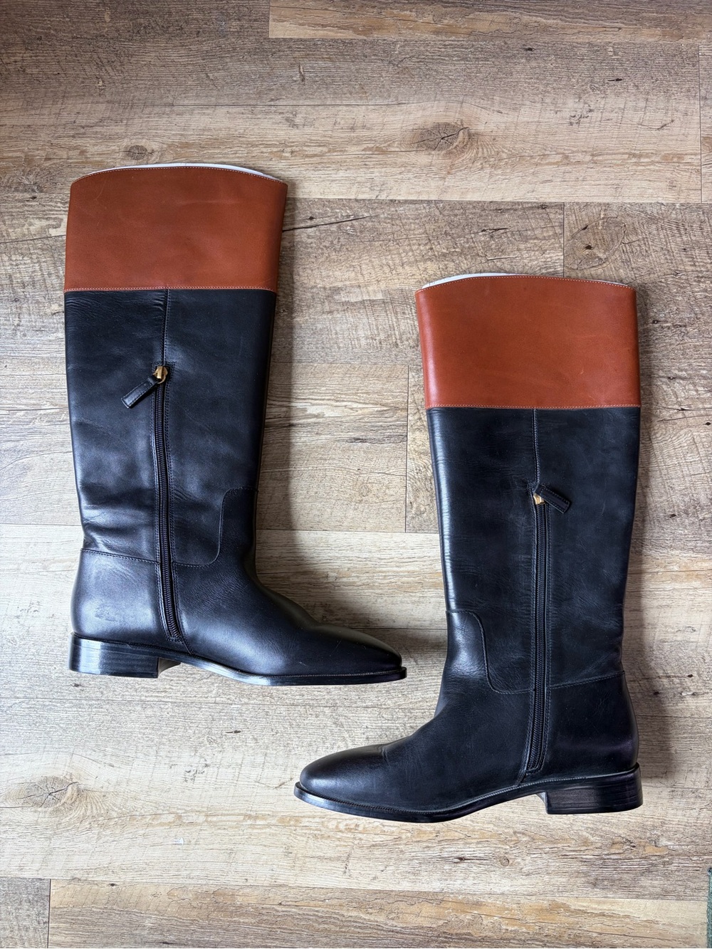 J. Crew Classic Leather Two Tone Riding Boots Size 9.5 - Picture 2 of 14